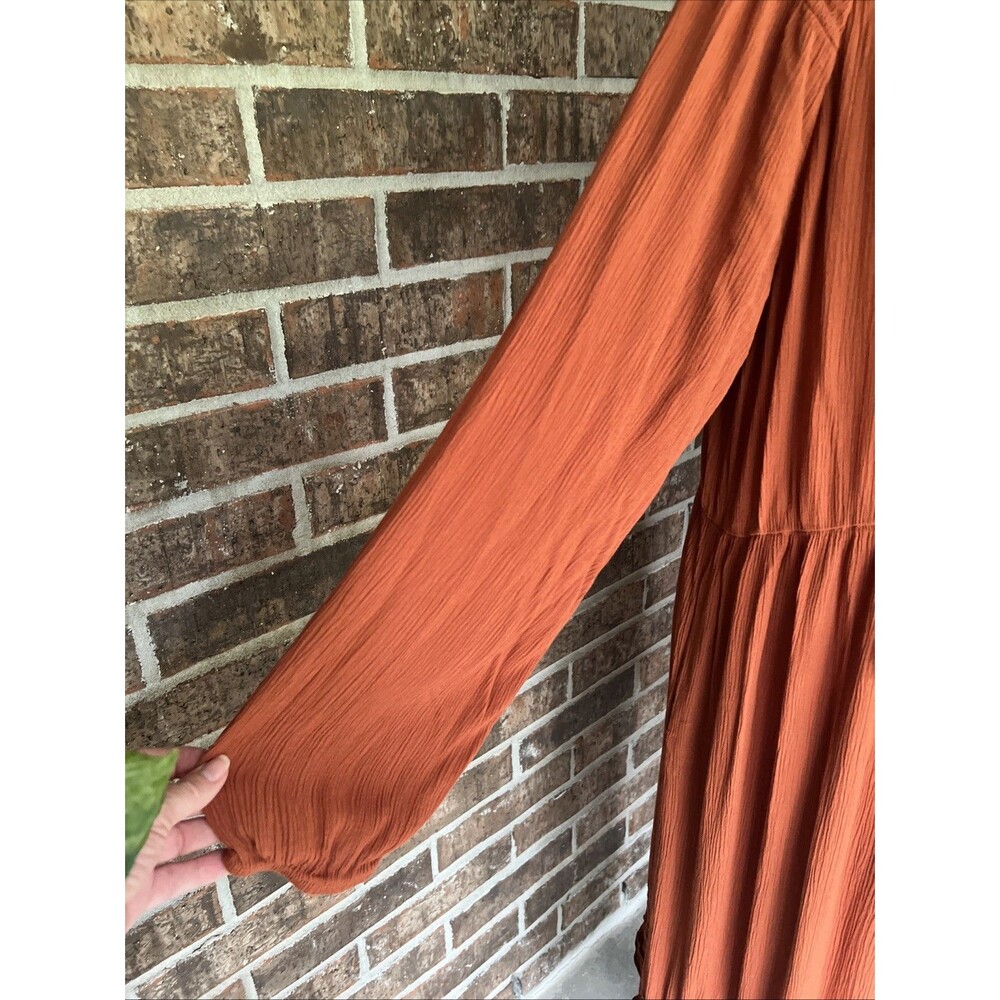 Knox Rose Dress Women XL Rust Orange Boho Festival Midi Crochet Ruffle Hippie - Picture 3 of 16